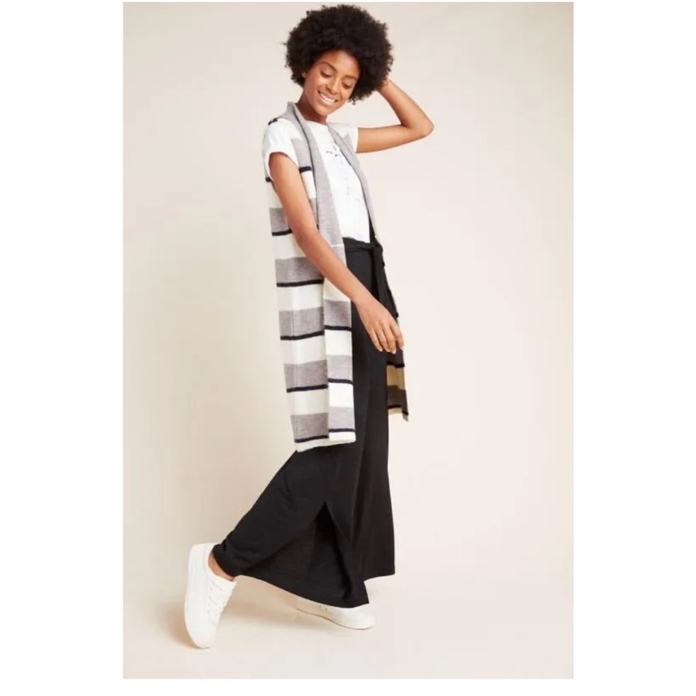 Anthropologie Pencey Longline Striped Knit Cardigan Vest